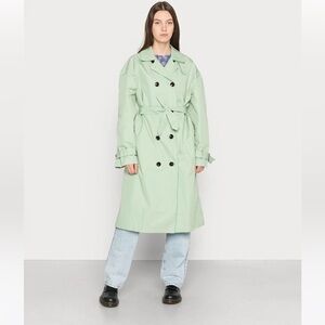 Jjxx Loose double-breasted trench coat in smoke green